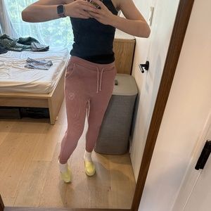 Dusky rose🦩waffle-knit drawstring sweatpants